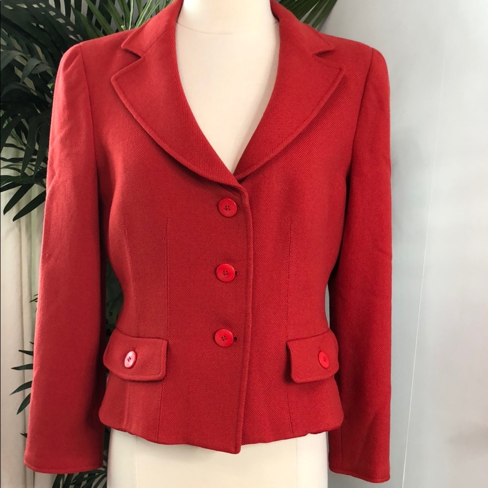 Armani Collezioni Red Tailored Blazer with Notched Lapels